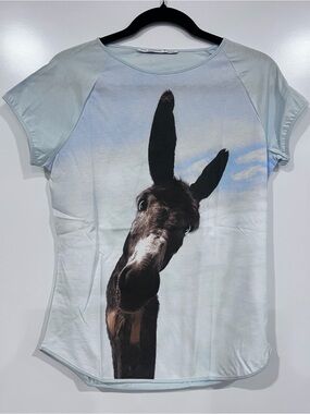 Anya Hindmarch Pale Blue Donkey Graphic Tee